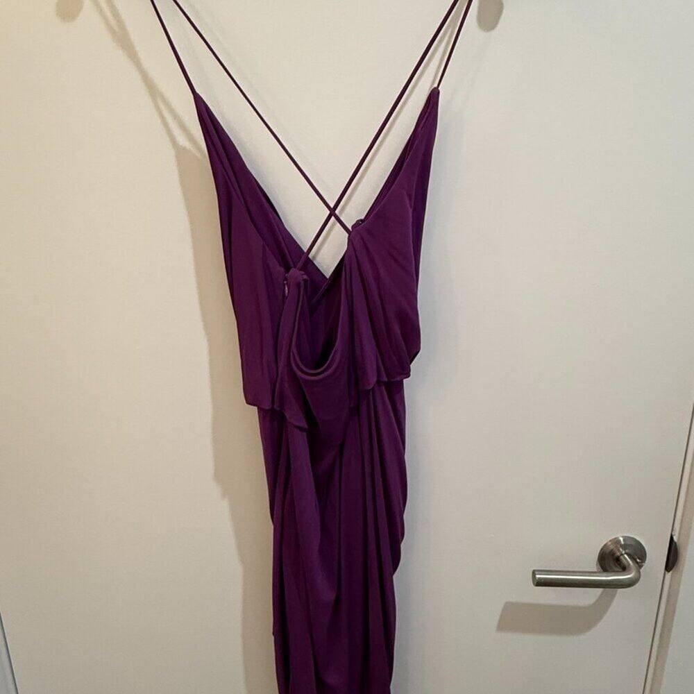 Haute Hippie Purple Draped Wrap Mini Dress Size XS — Silk Going Out - Picture 3 of 7